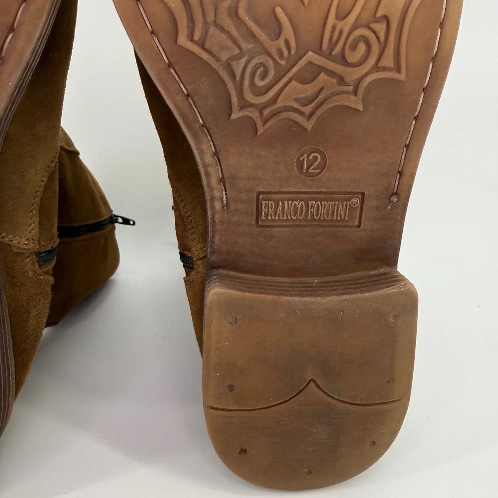 Franco Fortini Montana Side Zip Ankle Boots‎ Mens 12 354009 Brown Suede Chelsea